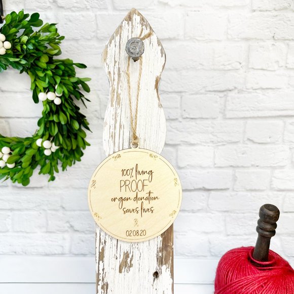 Heart transplant custom engraved ornament, engraved wood keepsake ornament - Picture 2 of 3